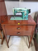 Vintage Maghony Sewing Table w/ White "Turquoise"