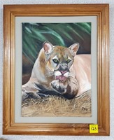 Mountain Lion Oil on Canvas Painting