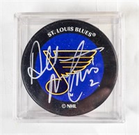 Autographed Al McInnis Hockey Puck NHL ST LOUIS
