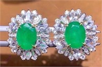 1.5ct natural Colombian emerald earrings 18k
