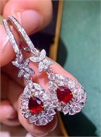 1.7ct natural Mozambique ruby earrings in 18k gold