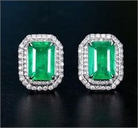 2.1ct natural Colombian emerald earrings 18K gold