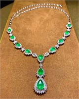 12ct natural Colombian emerald necklace 18K gold