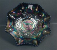 Crown Crystal Purple Magpie 10" Ruffled Bowl