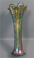 Fenton  Green Plume Panels 11 1/4" Vase