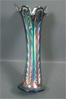 Fenton Blue Plume Panels 11" Vase