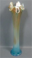 Fenton Aqua Opal Fine Rib 11 1/4" Vase