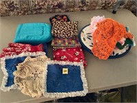 Assorted pot holders and Lazy Susan