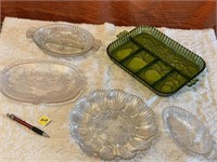 Assorted  Vintage Cut Glass Serving Dishes