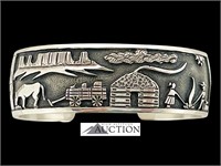 Navajo Sterling Silver Storyteller Cuff Bracelet