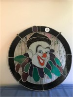 Leaded Stained Glass Window of a Clown