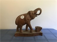 Large Carved Wooden Elephant Figure
