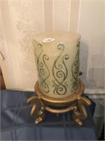 Large Candle on Fancy Gold Stand