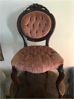 Fancy Carved Tufted Medallion Back Victorian Chair