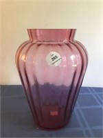 Large Ribbed Cranberry Vase