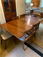 BEAUTIFUL MCM TABLE W/DROP LEAVES 6 CHAIRS