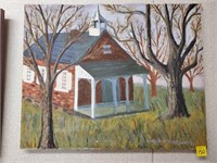 Old Schoolhouse Oil on Canvas Painting