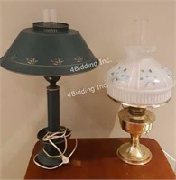 Vintage Hurricane Shade Lamps -x2