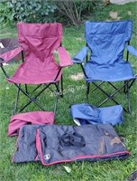 Folding camp chairs & blanket-A