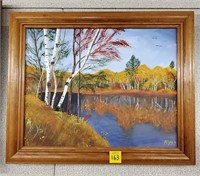 Autumn Nature & Lake Oil on Canvas Painting