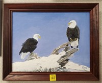 Bald Eagles Oil on Canvas Painting