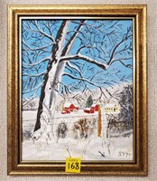 Winter Farm Oil on Canvas Painting