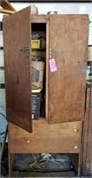 Wooden Cabinet w/ Contents