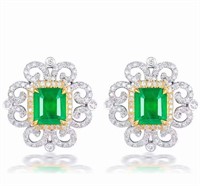 1.8ct natural emerald earrings 18K gold