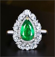2.3ct natural Colombian emerald ring 18K gold