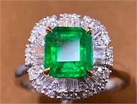 2.5ct natural Colombian emerald ring 18K gold