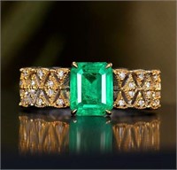 1.5ct natural Colombian emerald ring 18K gold