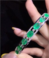 5.4ct natural Colombian emerald bracelet 18K gold