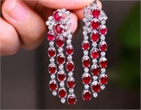 7ct natural pigeon blood red ruby earrings 18k