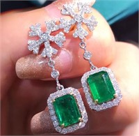 3.2ct natural Colombian emerald 18K gold earrings