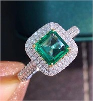 1ct natural Colombian emerald 18K gold ring