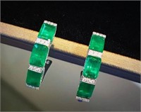 3.1ct Colombian emerald earrings in 18k gold