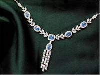 3ct natural sapphire and diamond necklace