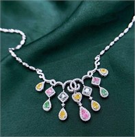 3.5ct natural colored diamond necklace