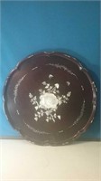 Round Asian style tray with mother-of-pearl i