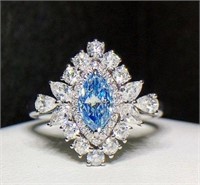 1ct natural blue diamond 18k gold ring