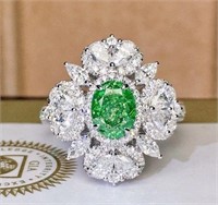 1.2ct natural green diamond 18k gold ring