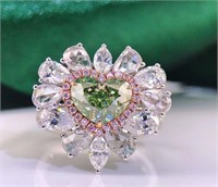2ct brown-green heart-shaped diamond ring in