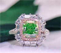 1.7ct natural green diamond 18k gold ring