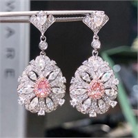 Natural pink diamond 18k gold earrings
