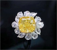 5.4ct natural yellow diamond 18k gold ring