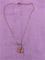 Beautiful Peach Colored Stone Pendant and Necklace