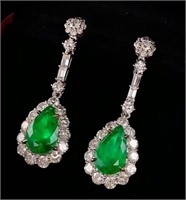 3ct natural Colombian emerald earrings in 18K gold