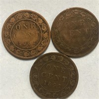 3 Canada  Large Cents 1800's
