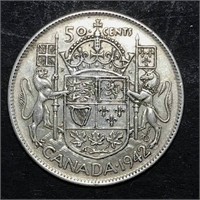 1942 50 Cents SILVER Canada