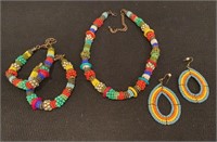 Beaded Necklace, Bracelets & Earrings